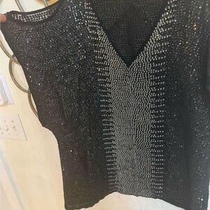 Parker Black and Silver Beaded Blouse